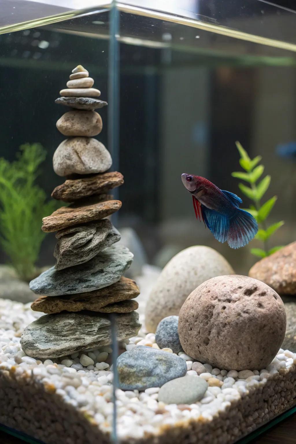Rock sculptures create a dramatic visual impact.