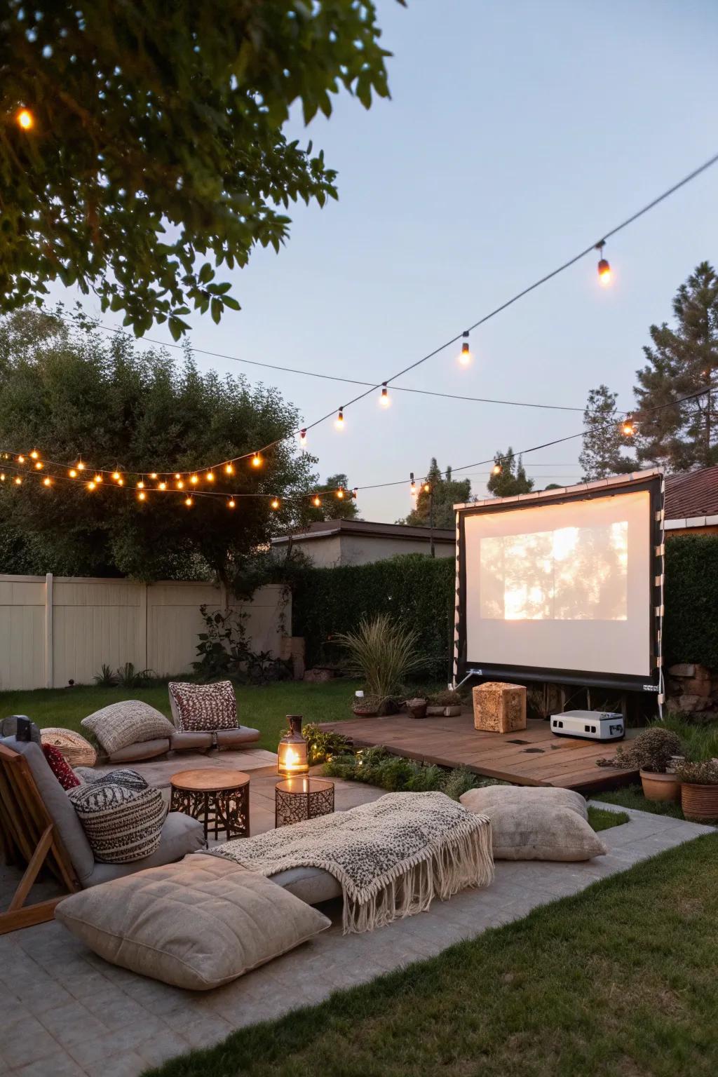 An outdoor cinema creates memorable movie nights under the stars.