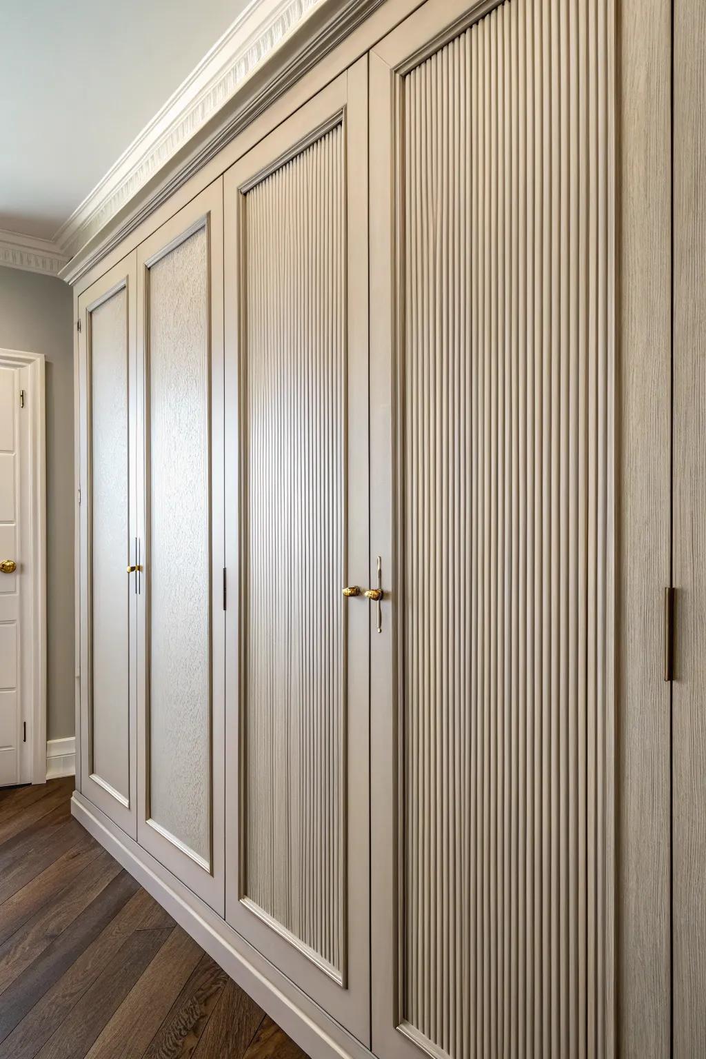 Reeded texture adds understated elegance to cabinet doors.