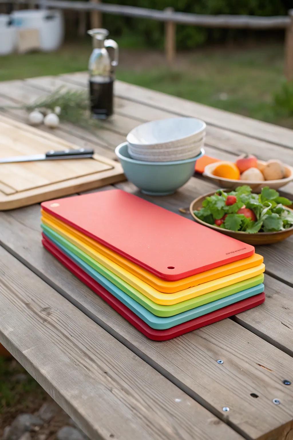 Prepare meals easily with portable cutting boards.