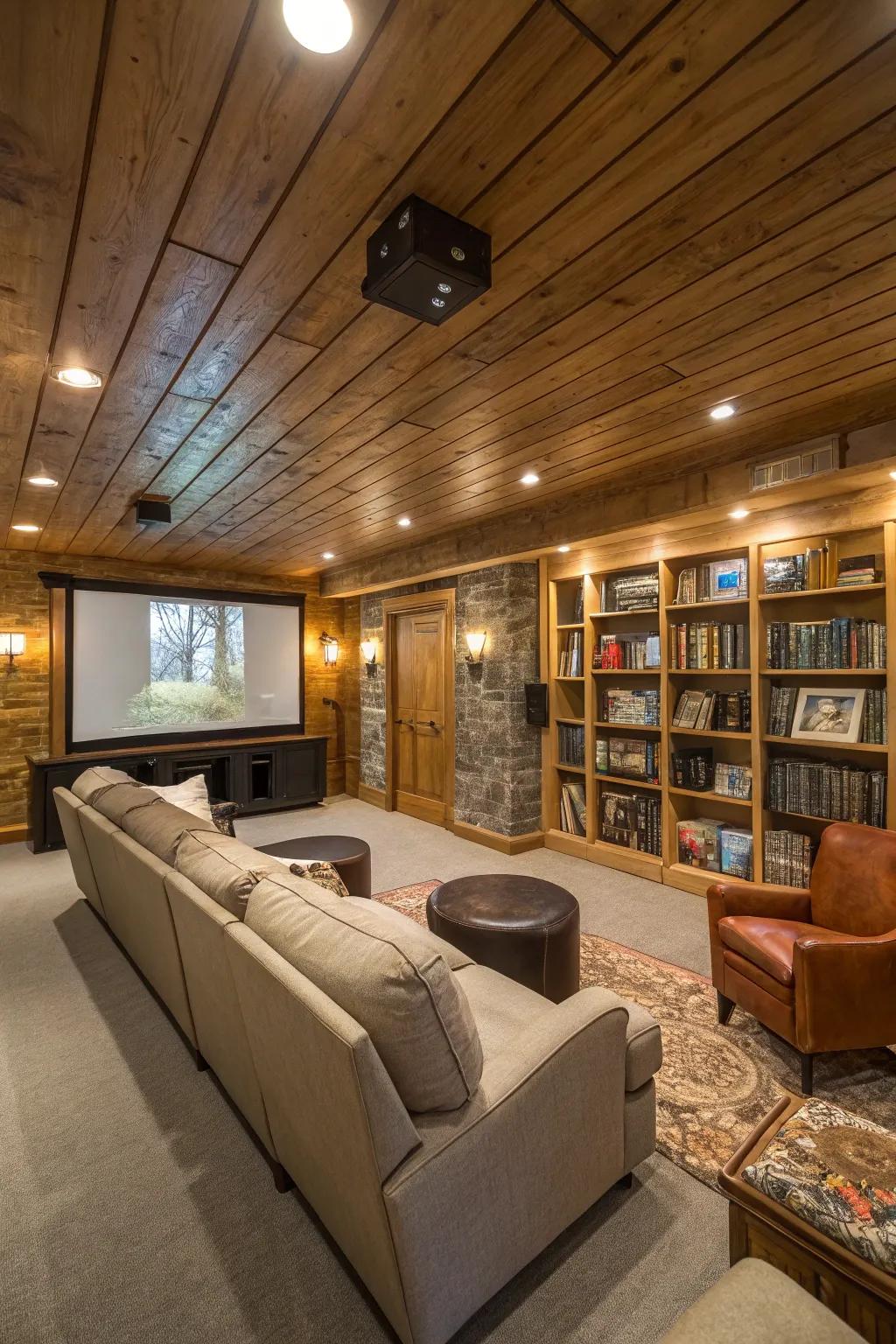 A welcoming cellar showcases an amber canopy, fashioning an enticing ambiance.