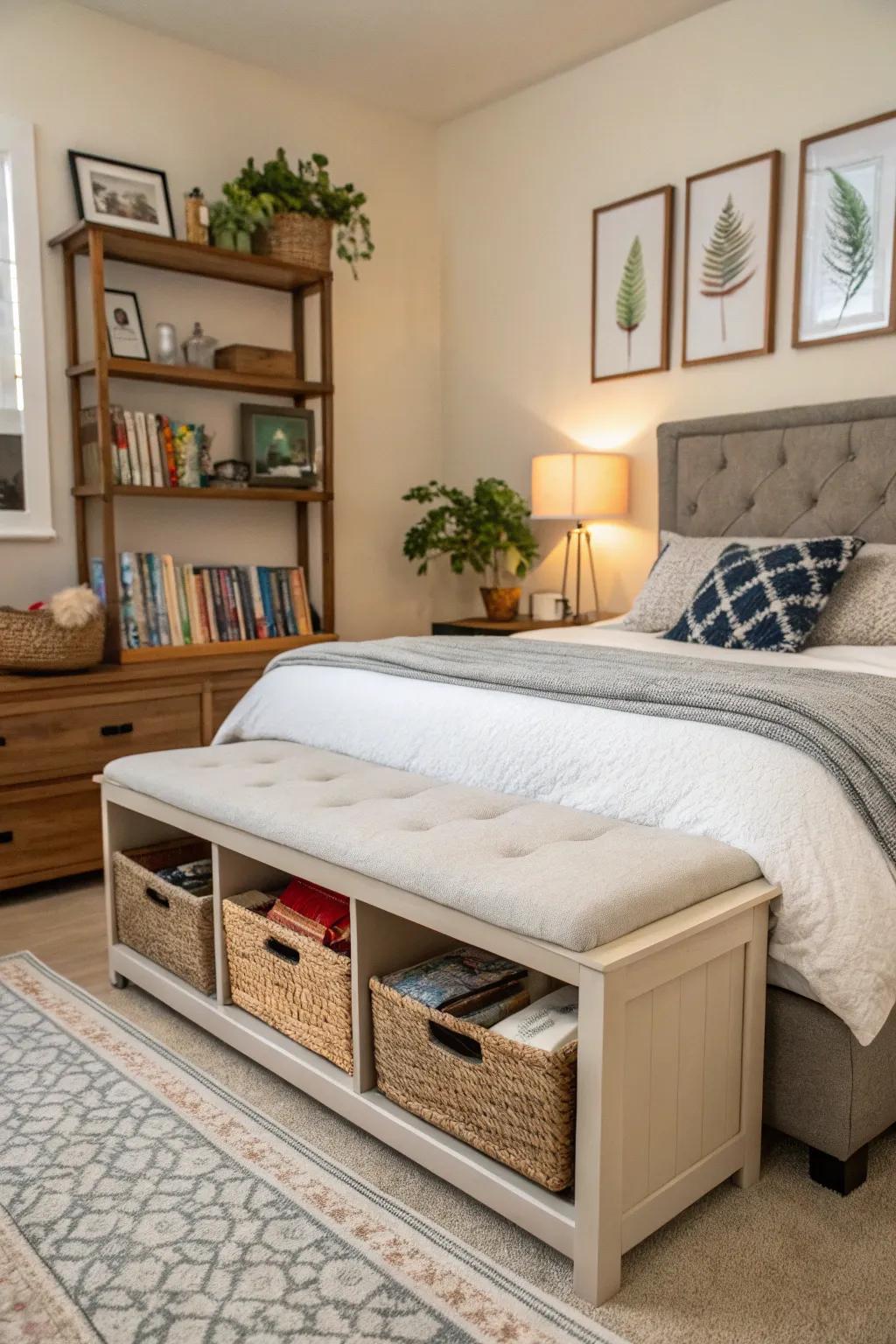 Multi-functional furniture combining style and storage in one.
