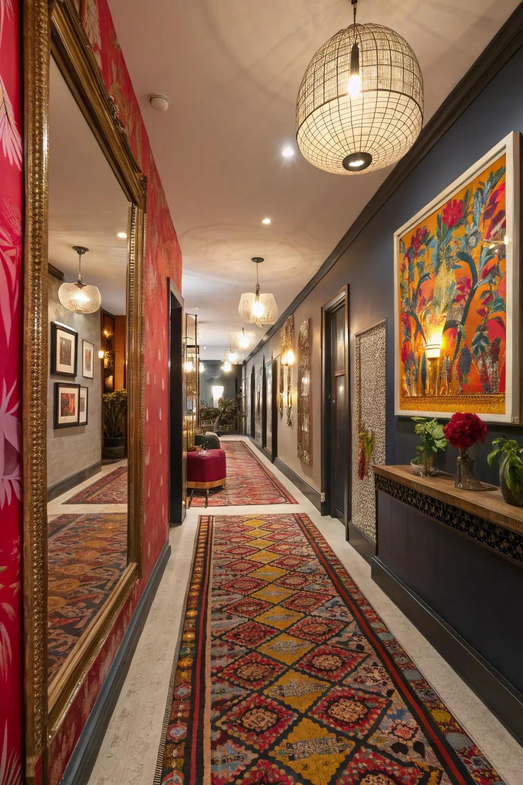 Mirrors can make your corridor feel brighter and larger.