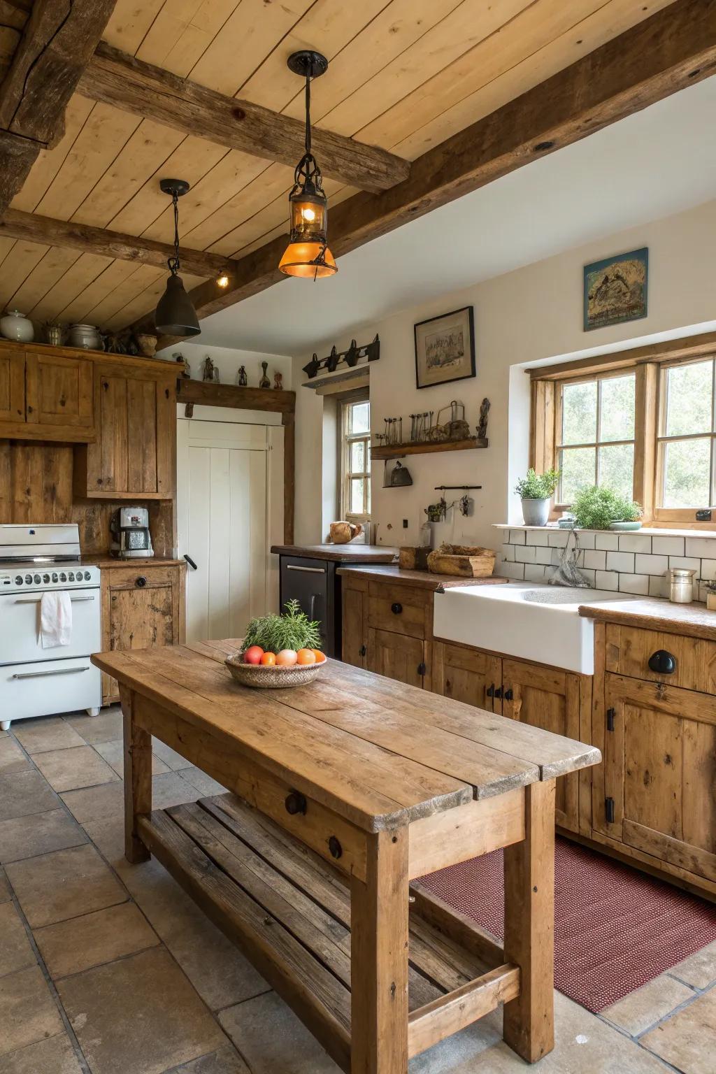 Charming rustic wood end caps that add warmth to the kitchen.