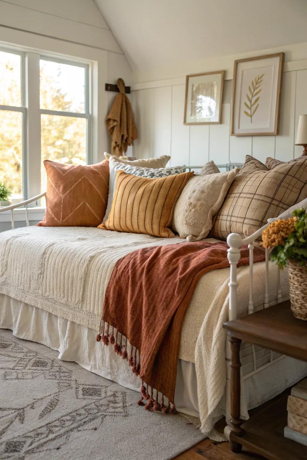 Daybed with seasonal decor changes