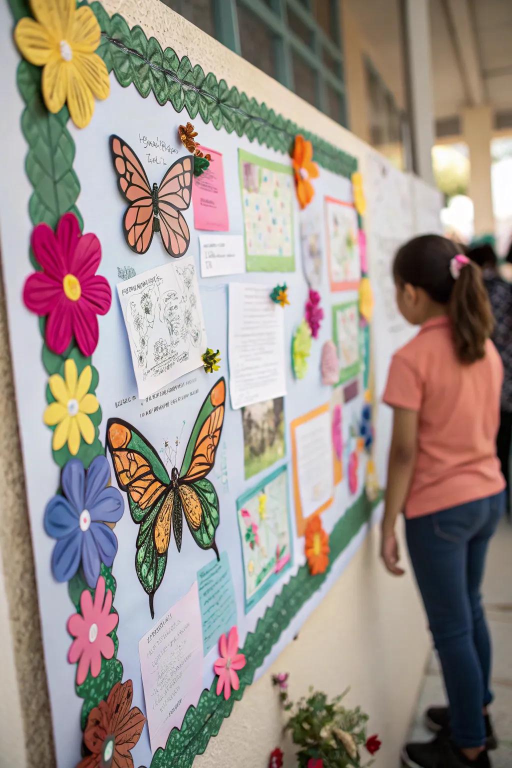 Butterfly Garden bulletin board with fluttering beauty.