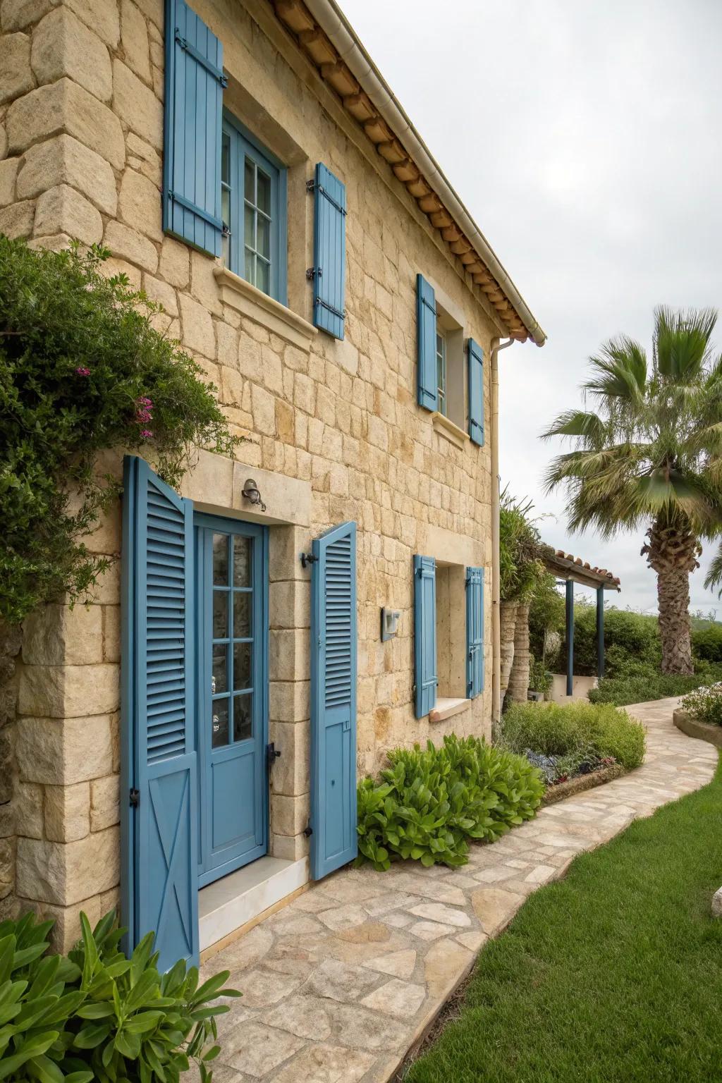 Coastal-inspired stone walls bring beachy charm to home exteriors.