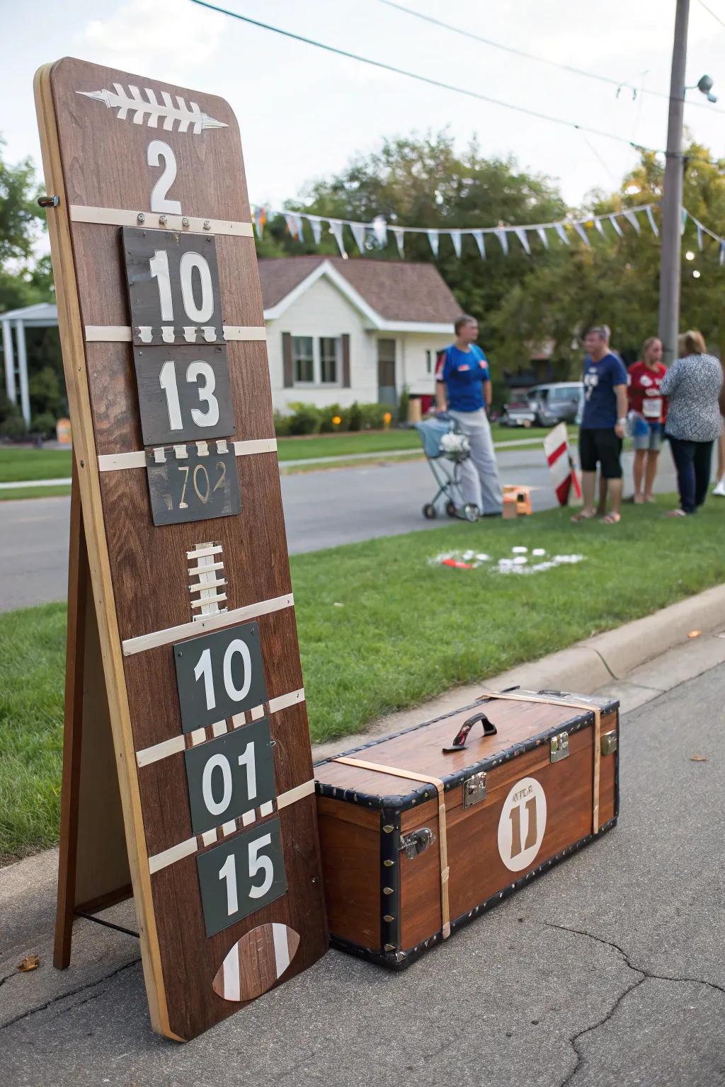 A customizable scoreboard adds interactivity to your trunk display.