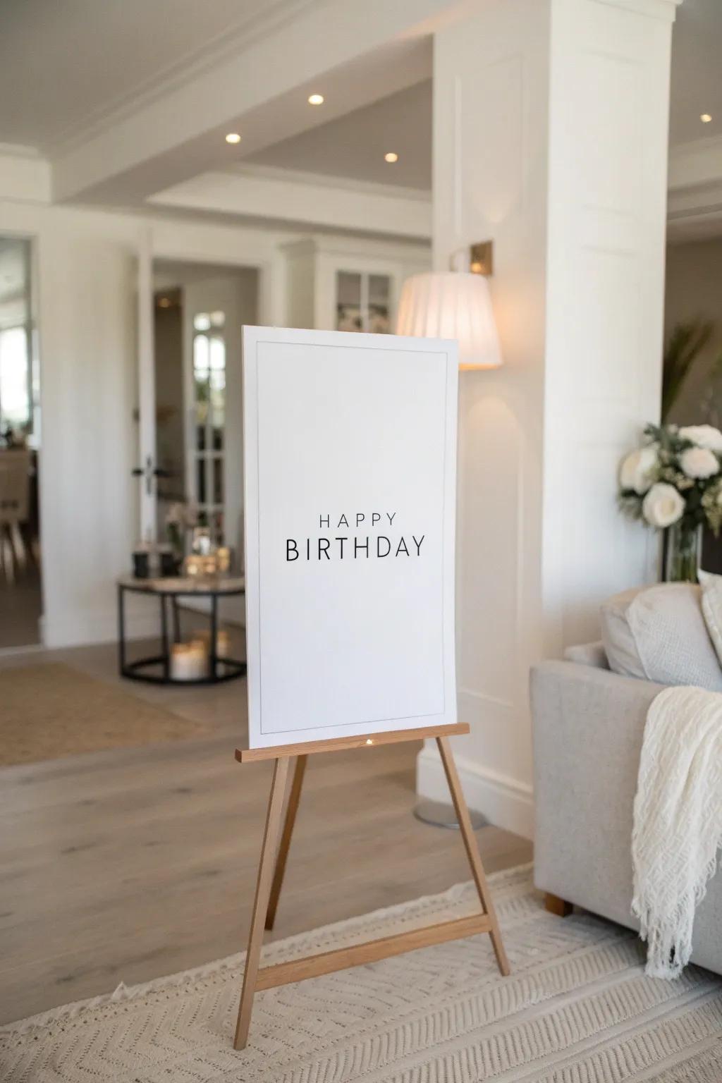 Minimalist designs offer elegant simplicity for birthday signs.