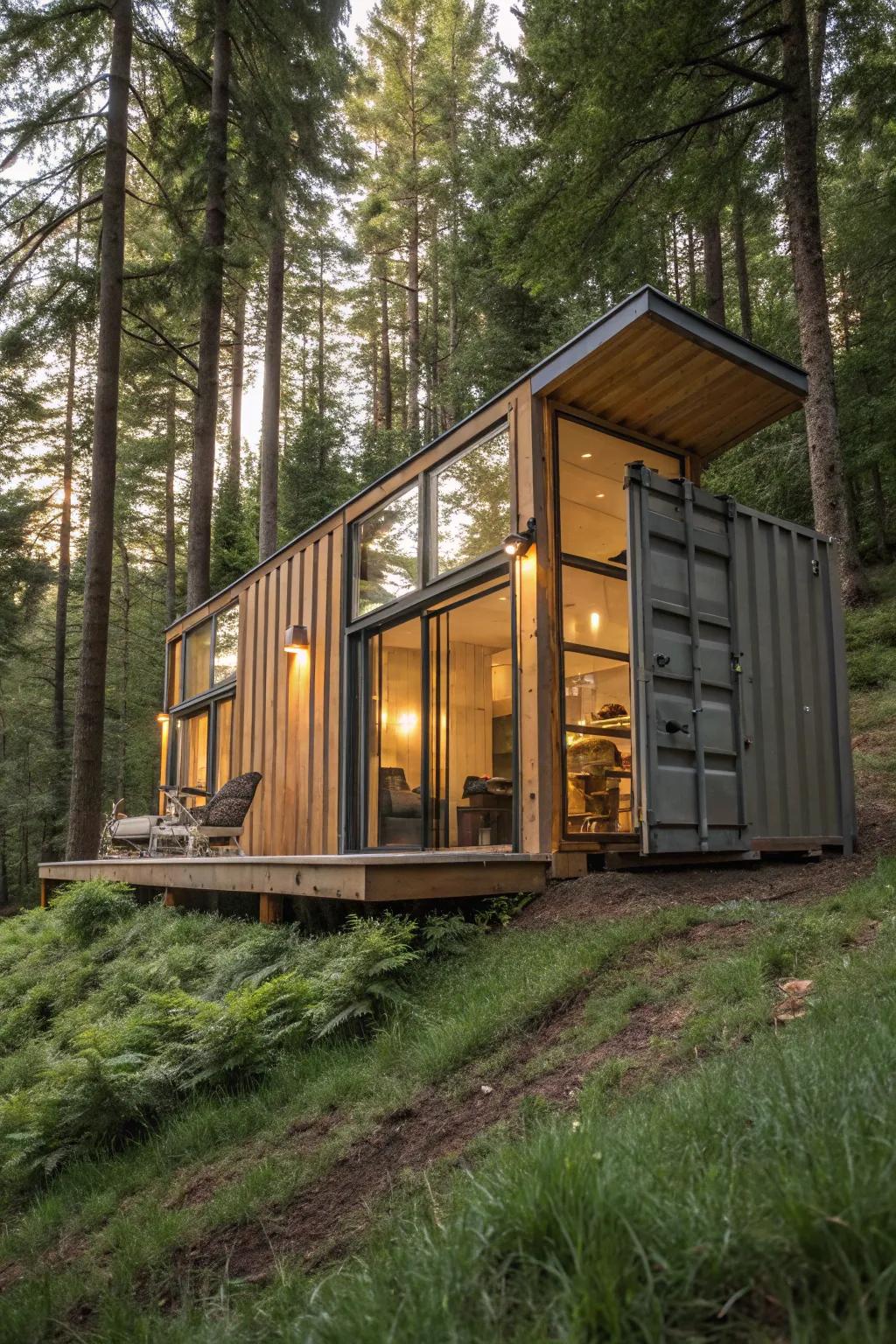 A unique hideaway crafted from a shipping container.