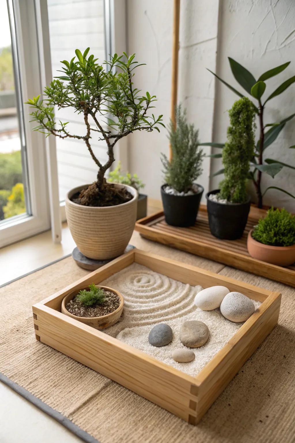 Cultivate peace with a minimalist indoor zen garden.