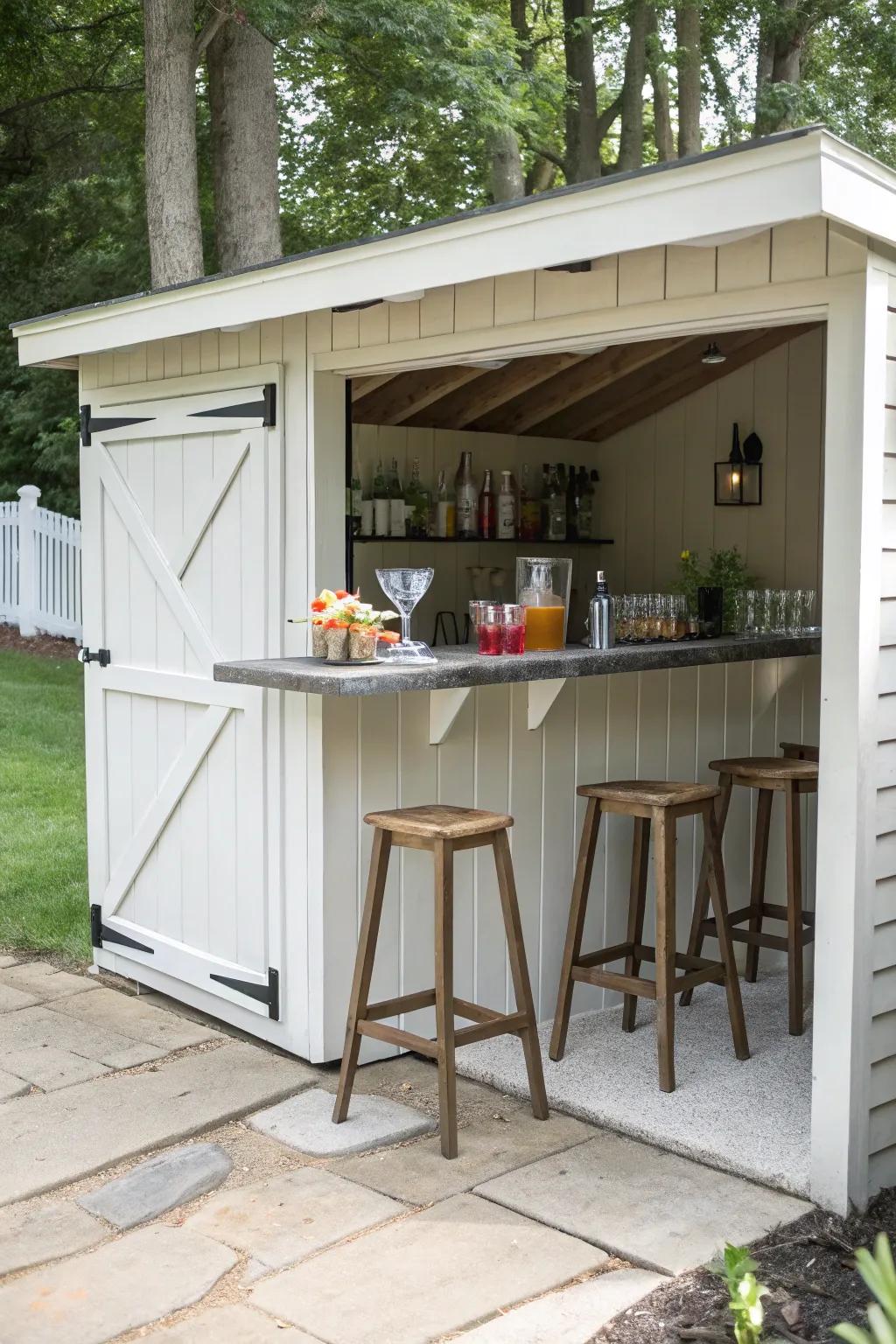 A lively outdoor refreshment spot appending charm to a yard.