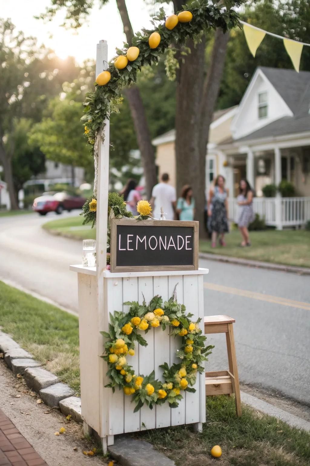 A citrus wreath adds a creative and welcoming touch.