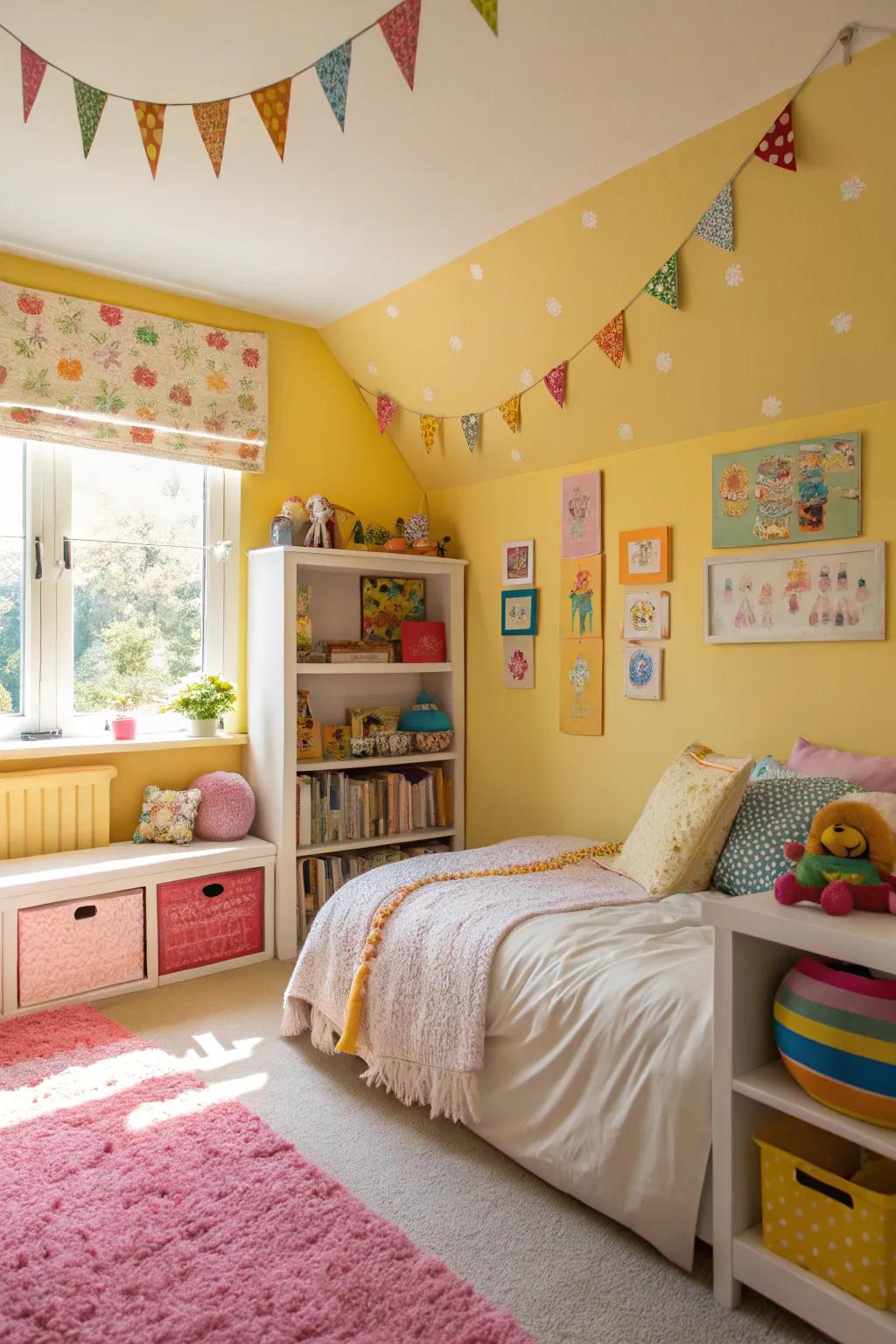 Sunbeam hue walls bringing warmth and vitality.