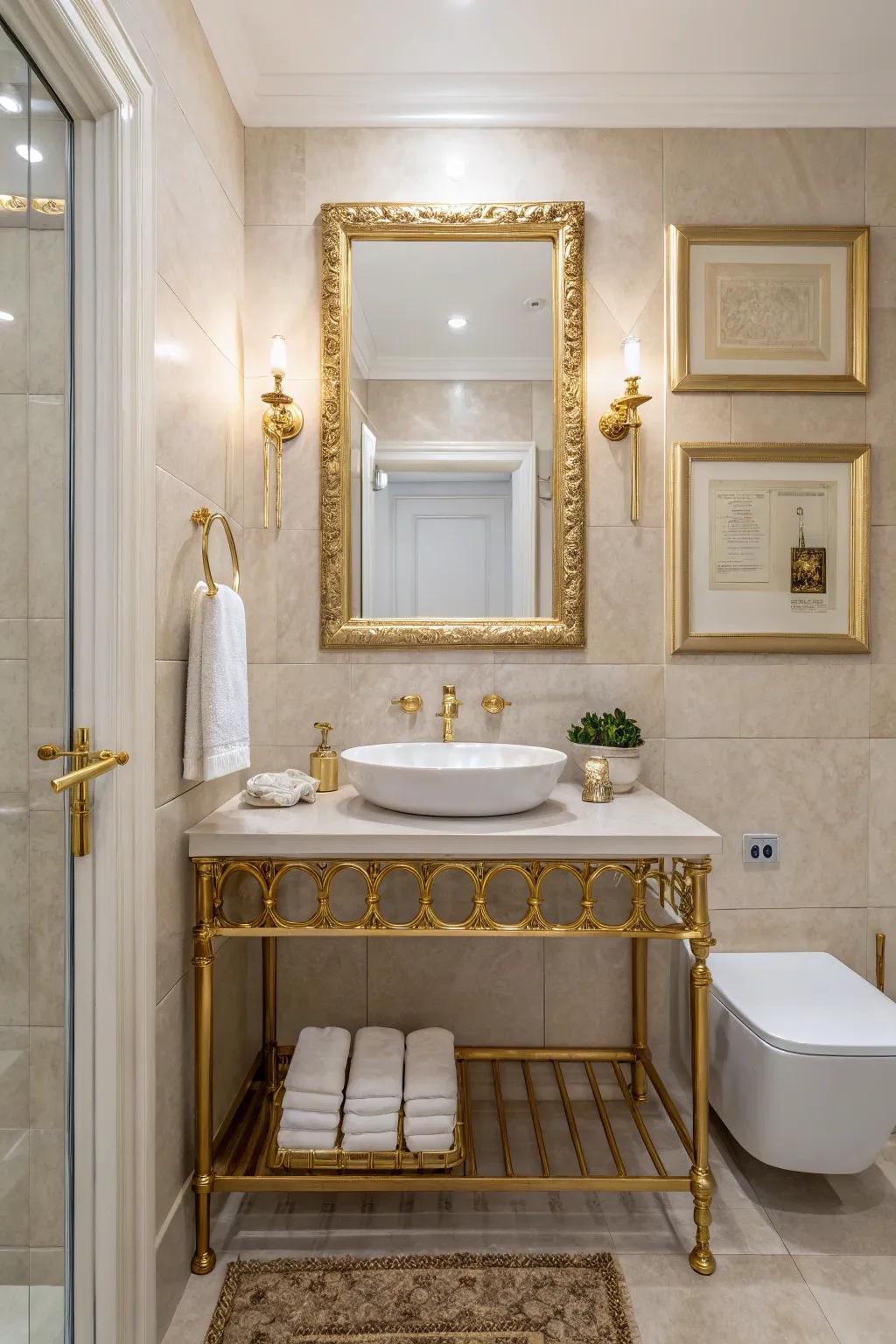 Gold accents bring a touch of glamour and warmth.