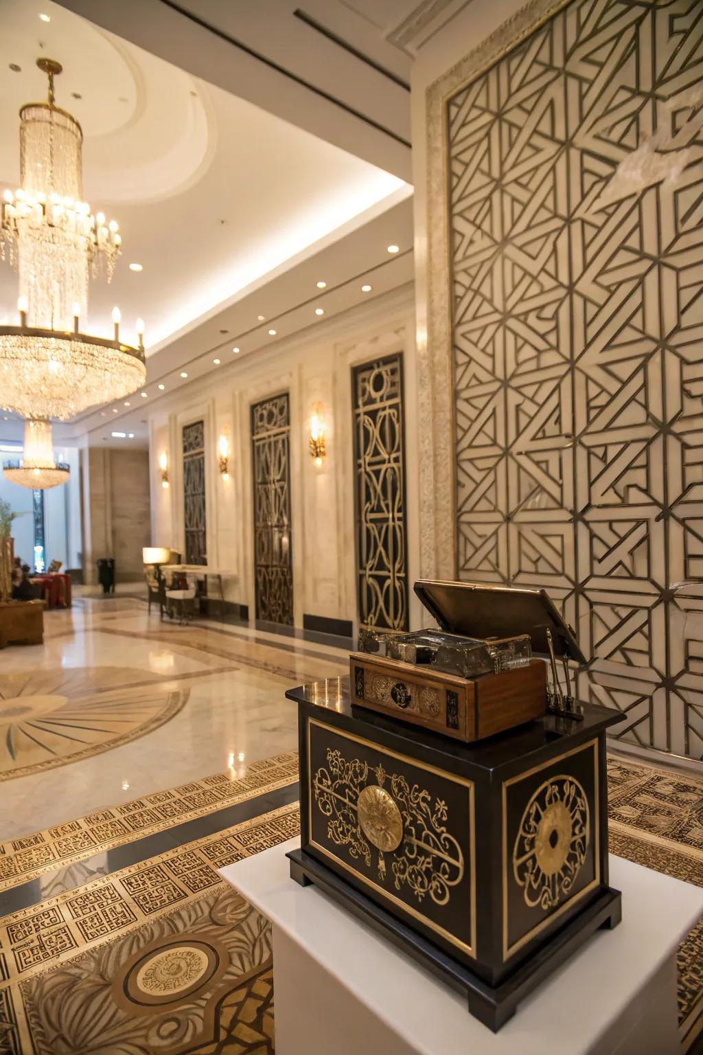 An Art Deco-style melody chest that exudes timeless grace.