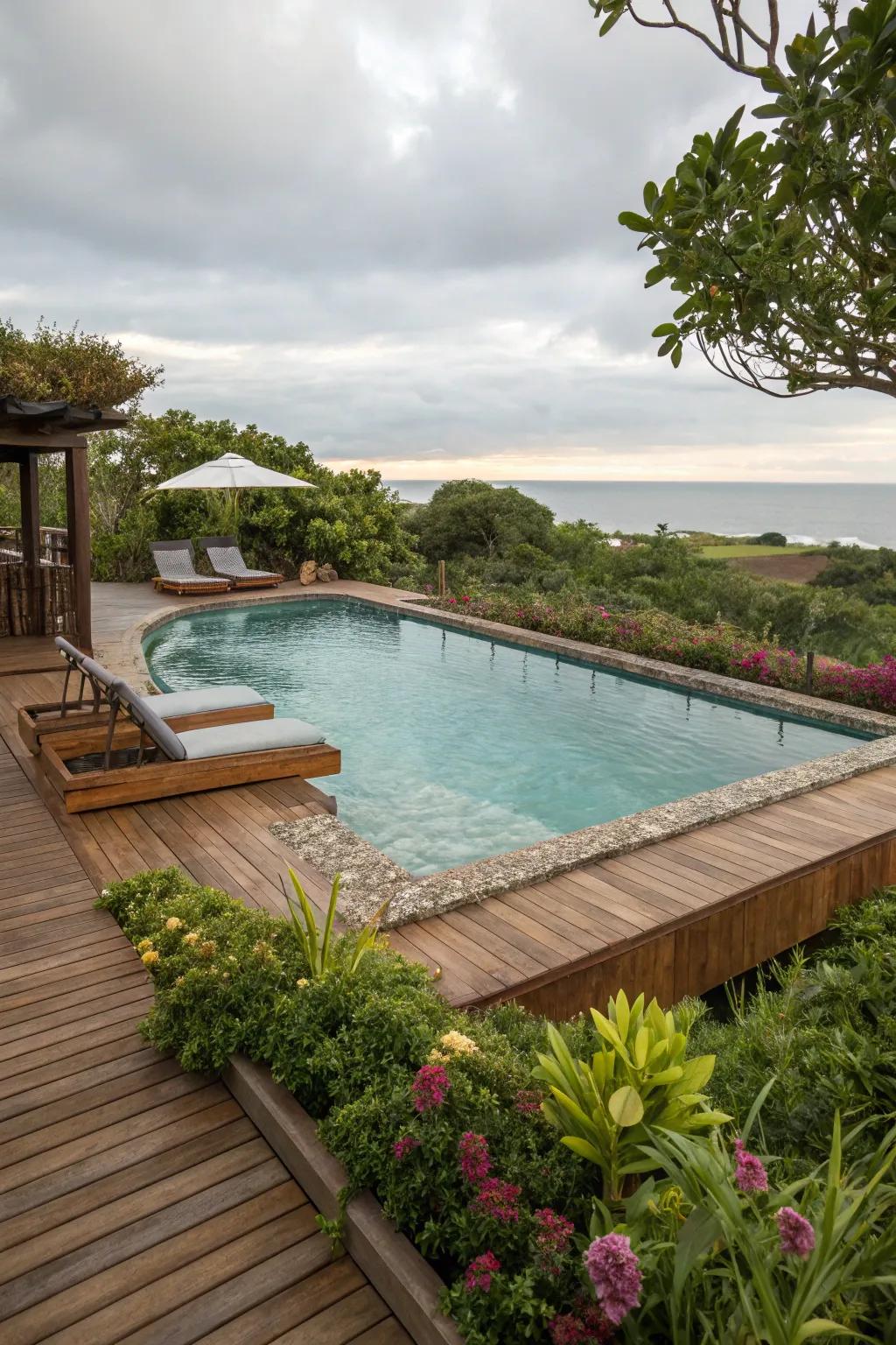 An elevated pool transformed into a chic and welcoming retreat.