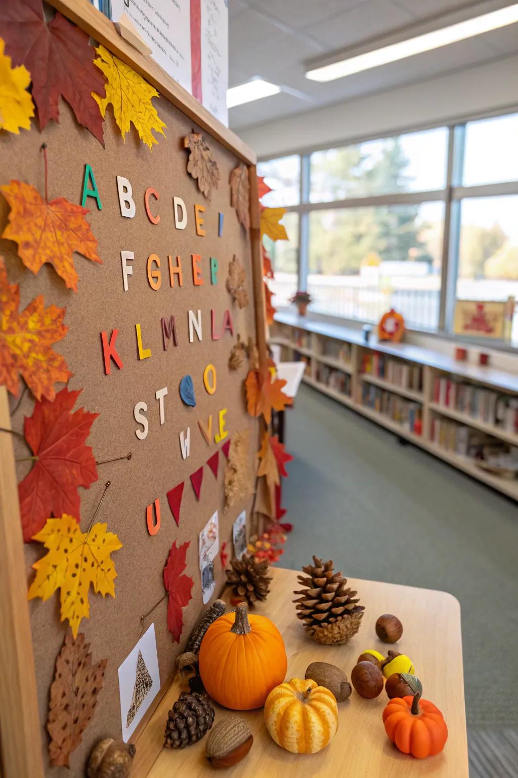 An 'Autumn Alphabet' bulletin board.