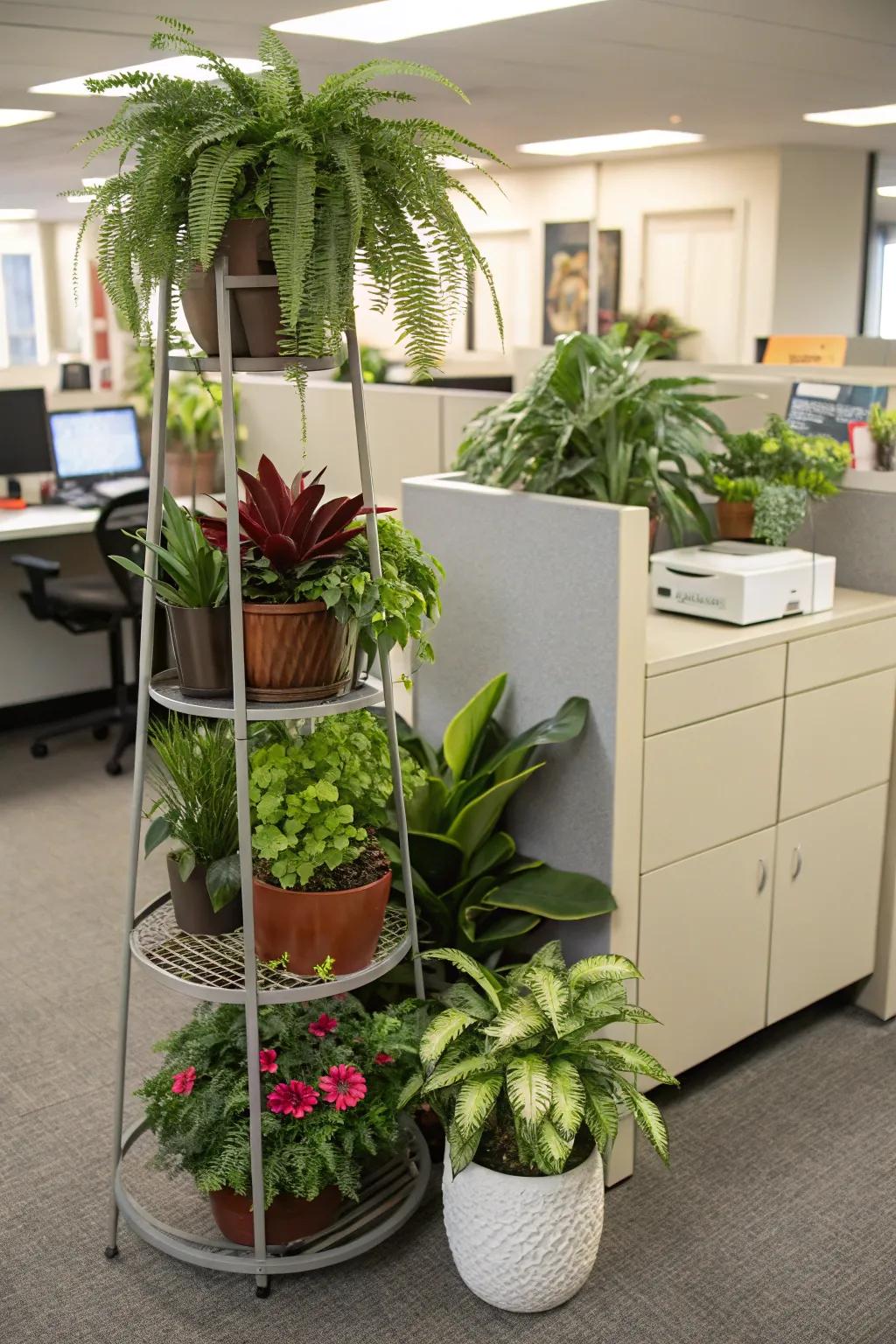 Incorporate dimension using tiered stands.