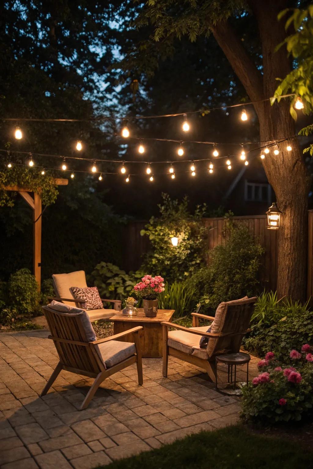 String lights add enchanting ambiance to outdoor gatherings.