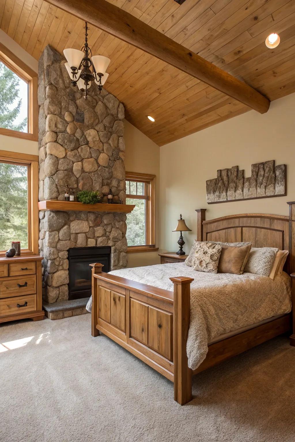 Bring nature inside with organic materials like wood and stone.