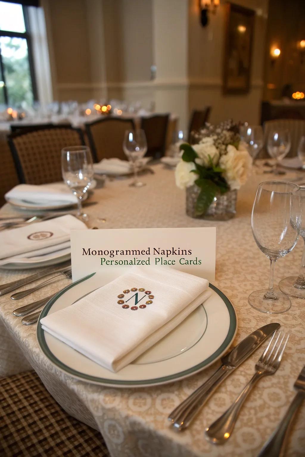 Personalized table settings show thoughtfulness and attention to detail.