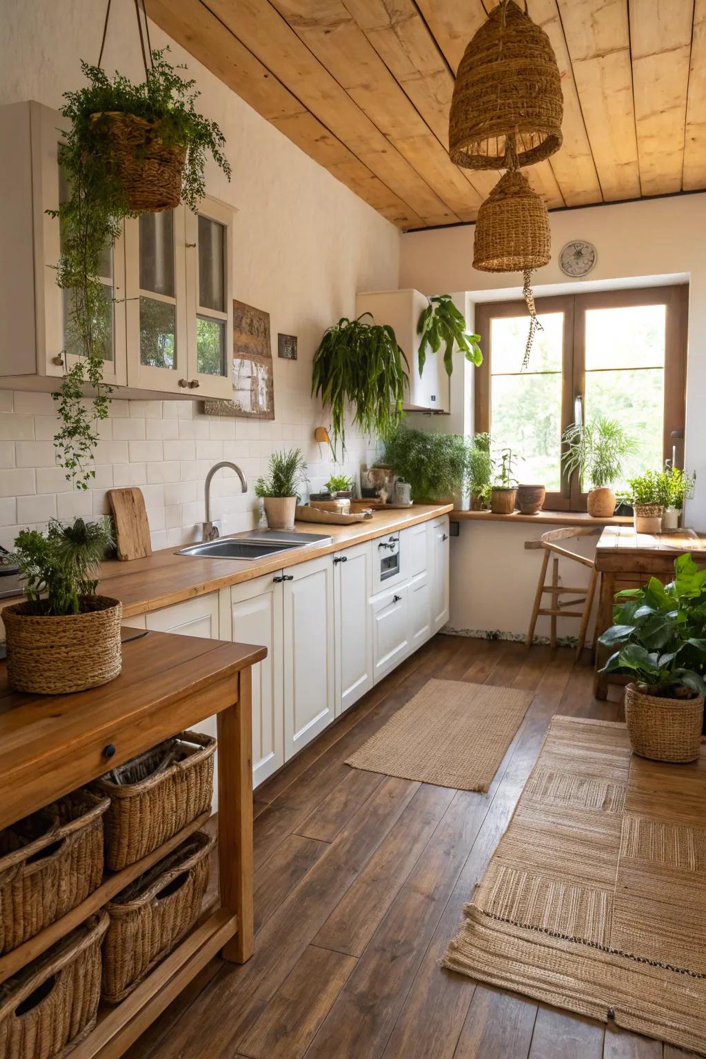 Bamboo flooring offers an eco-friendly rustic option.