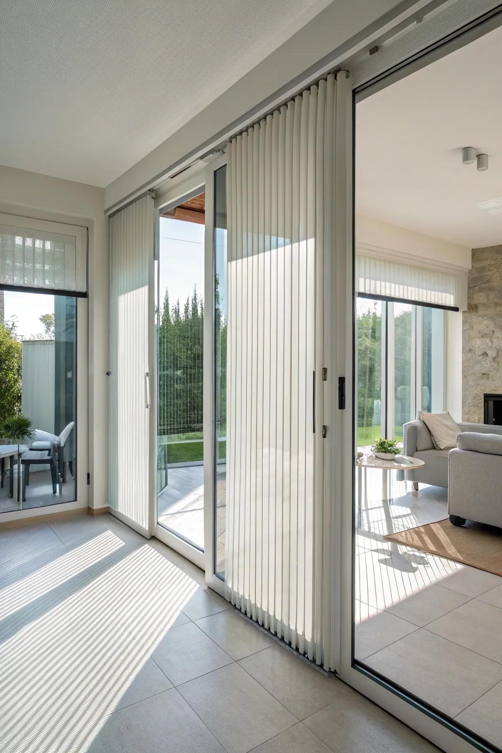 Vertical blinds offer a tidy and contemporary style.