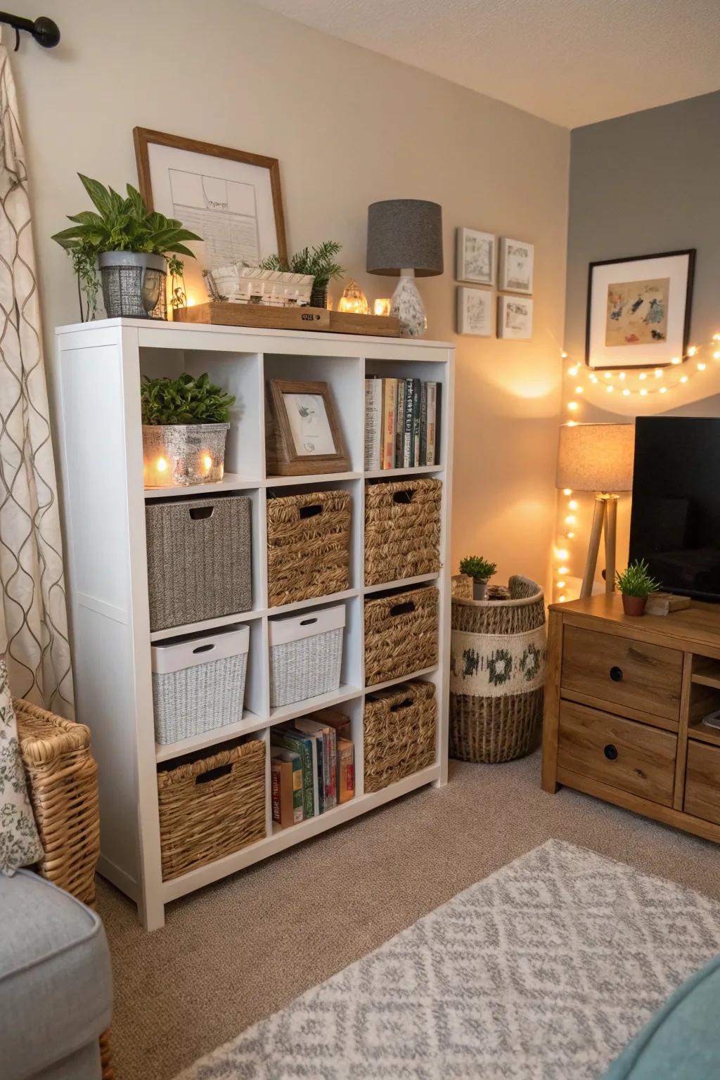 Multifunctional decor keeps your space stylish and organized.