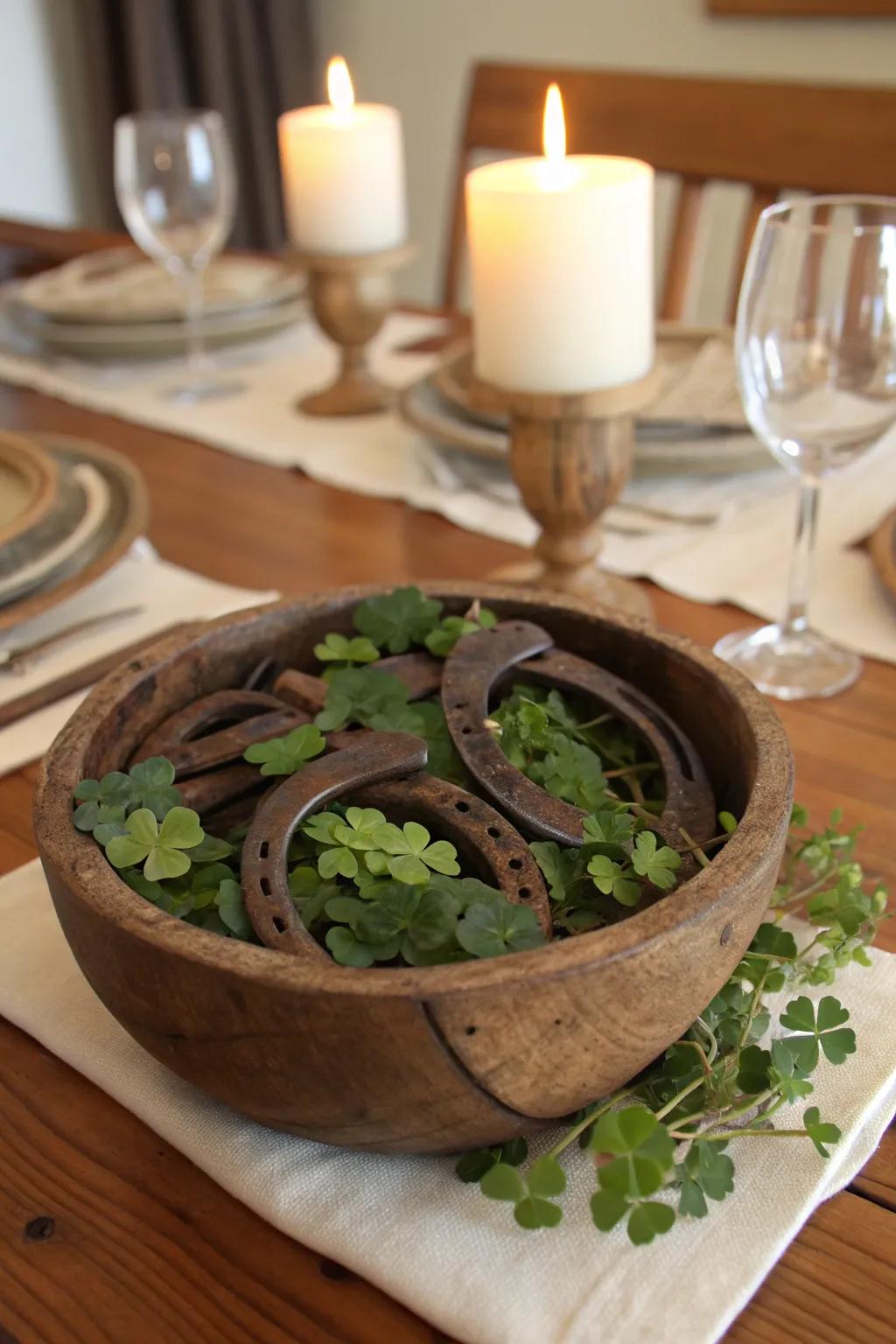 Highlight your table with a lucky charm centerpiece.