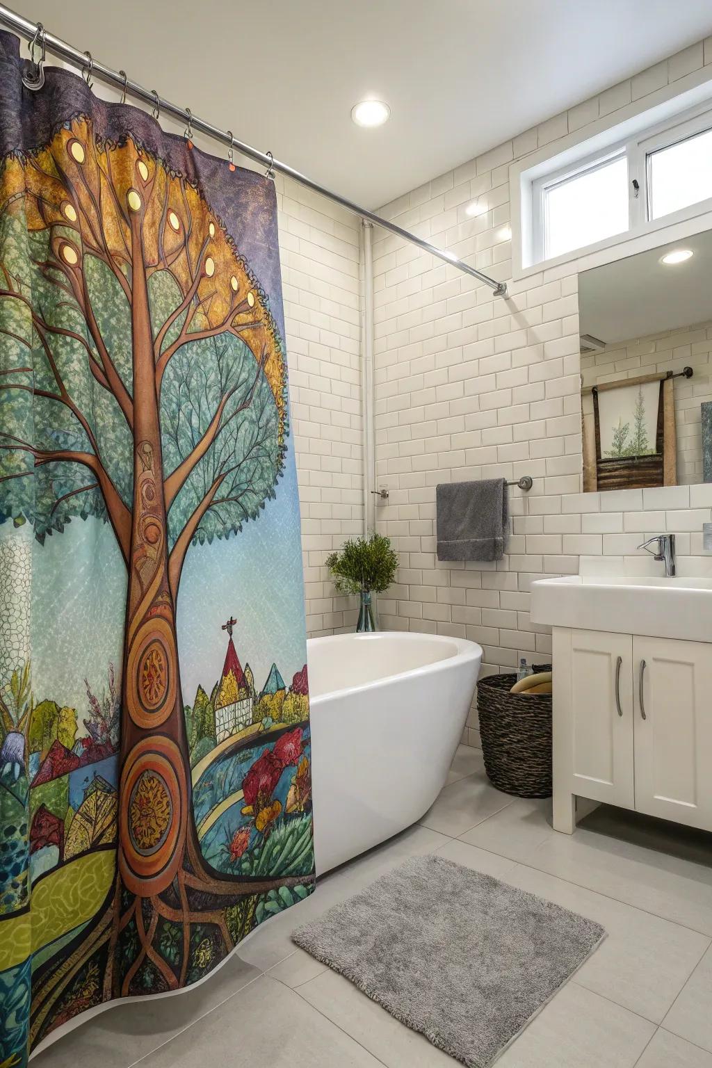 Custom prints transform your shower curtain into art.