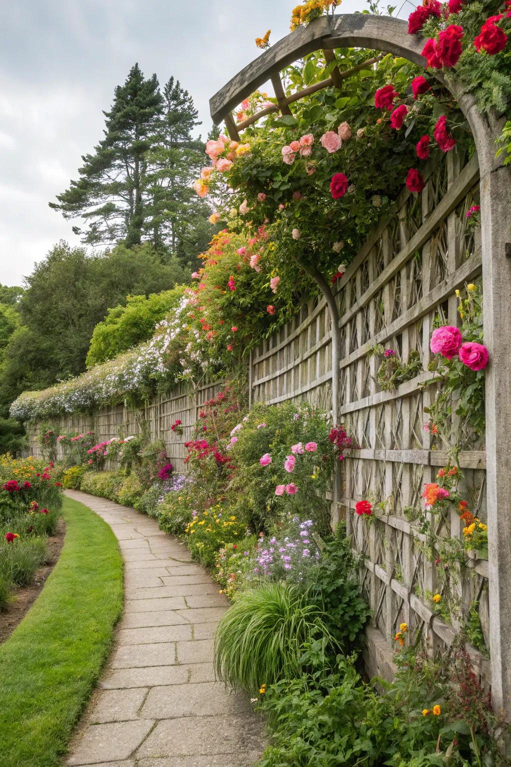 Add whimsy with a wavy trellis in your garden.