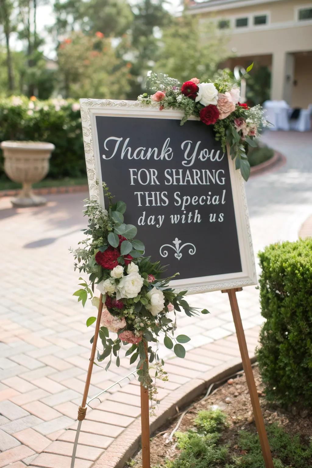 A gratitude message makes guests feel appreciated.