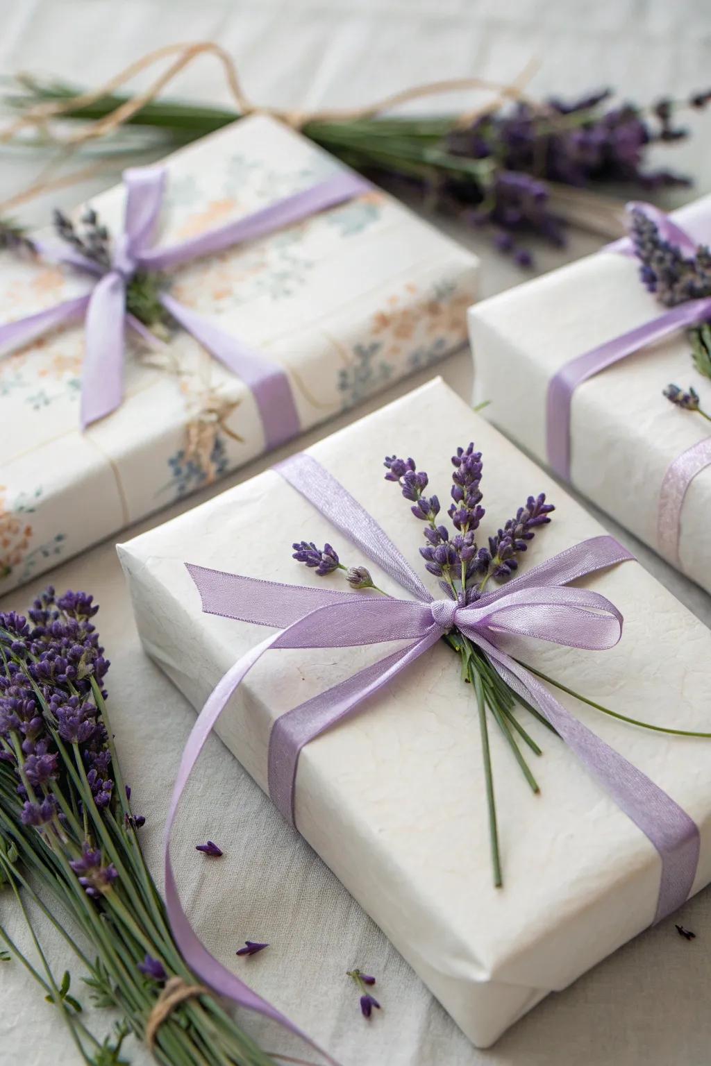 Enhance your gifts with lavender decor.