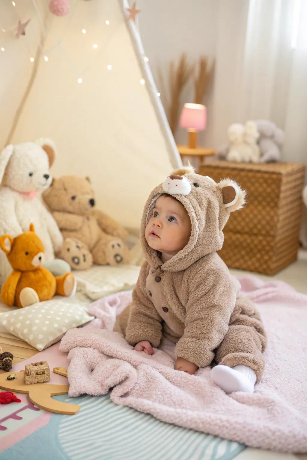 Cuddly teddy bear costume for your little one.