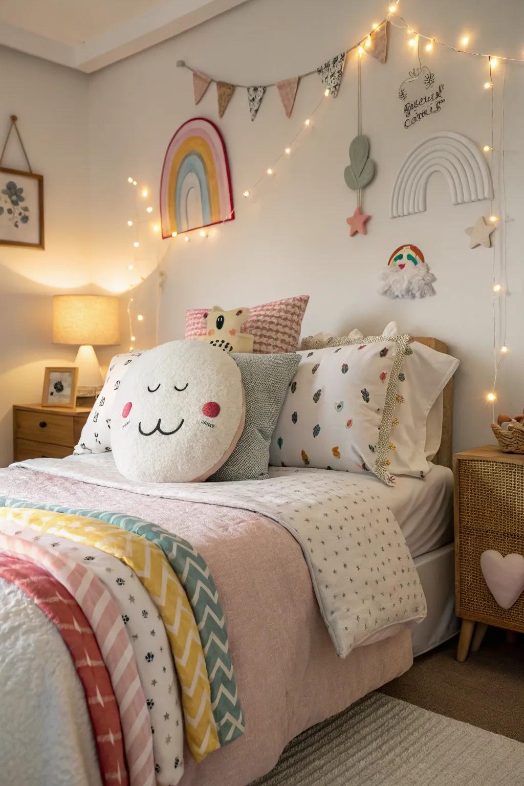 Whimsical decor adds playful charm.