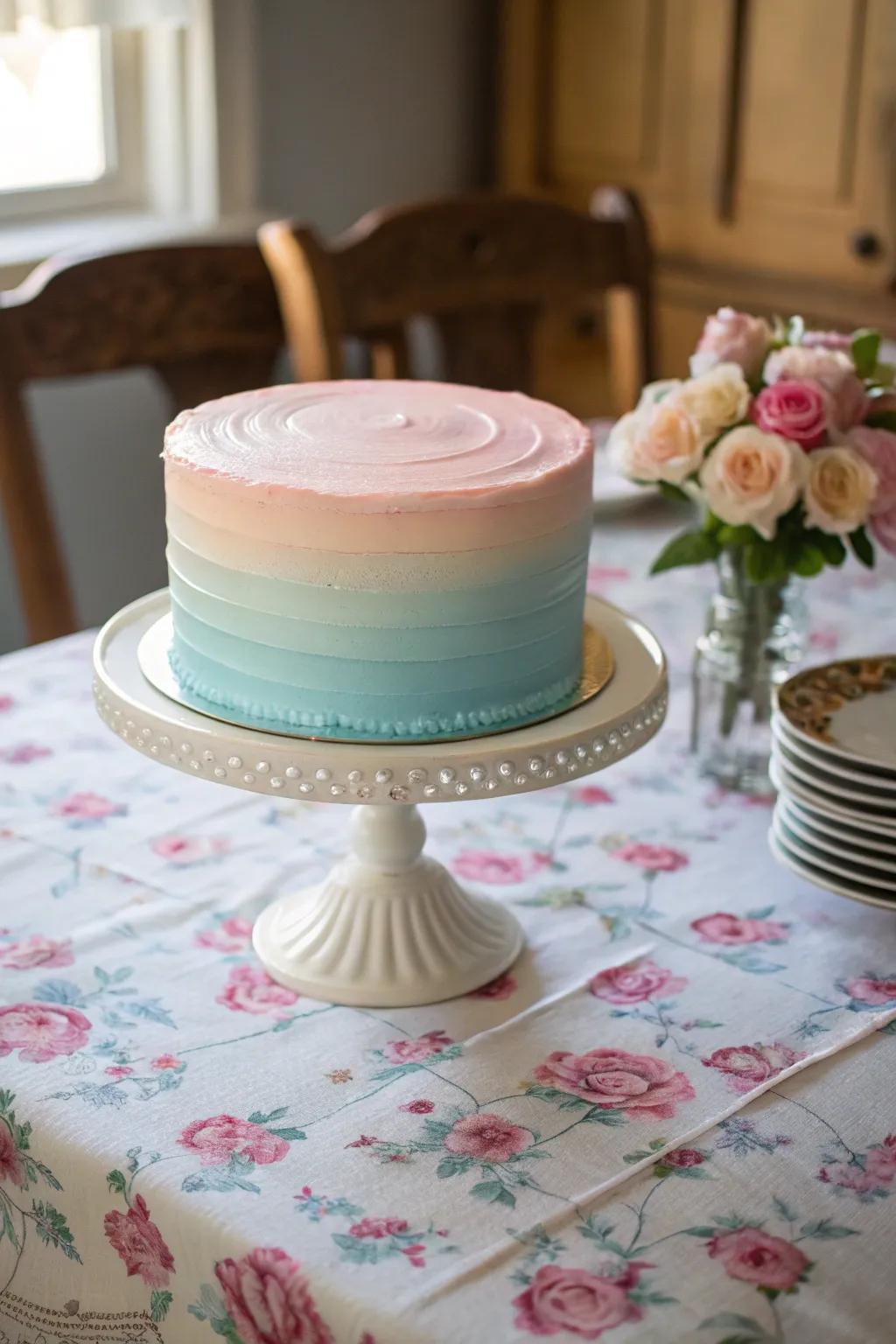 Dreamy pastel ombre cake for gentle sophistication.