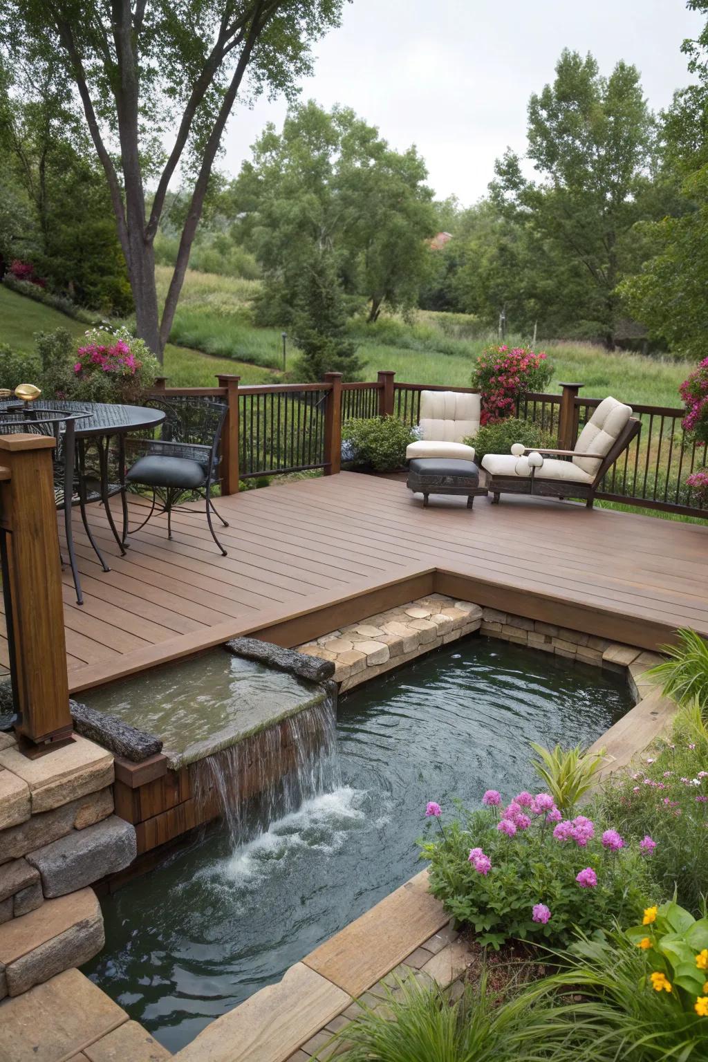 Water features bring tranquility and a touch of nature to your deck.