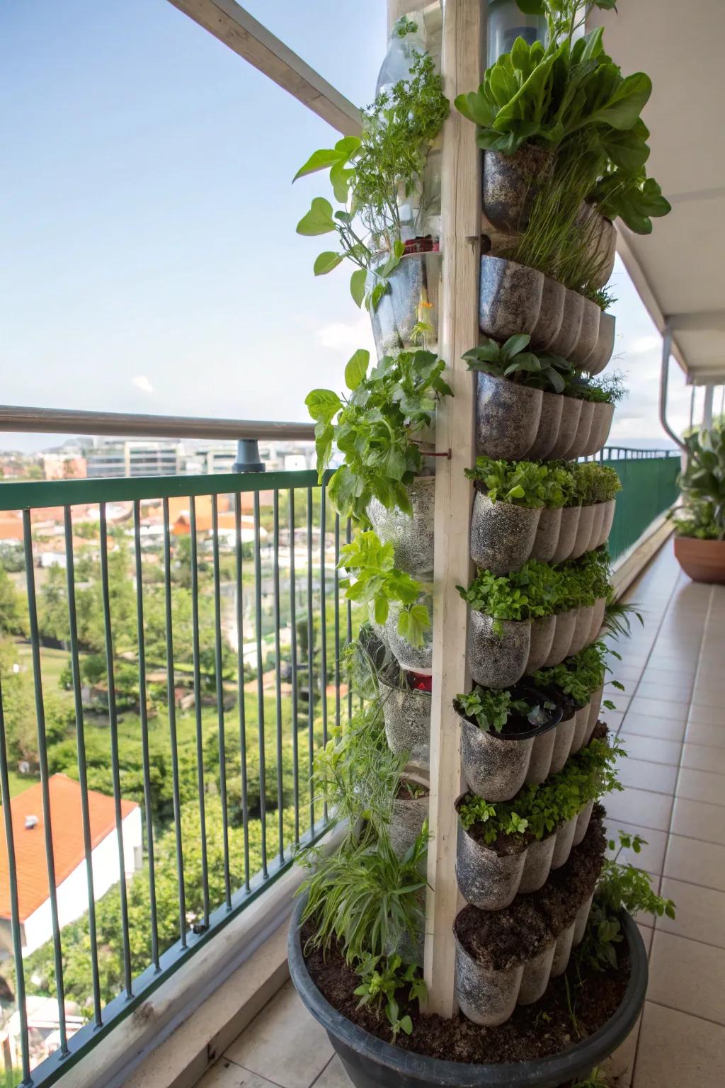 Grow upwards with a vertical bottle garden.