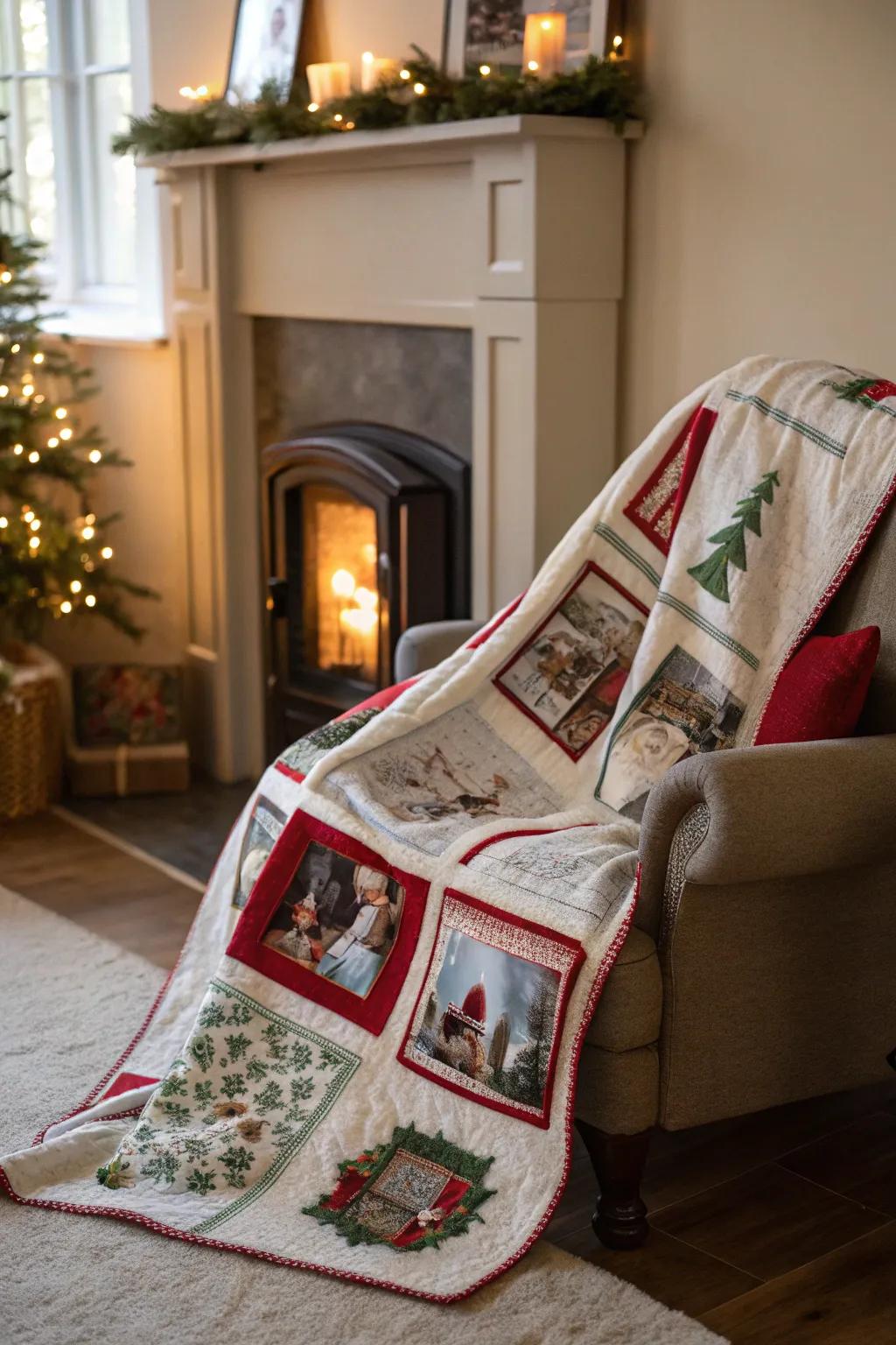 A festive holiday blanket, capturing the magic of the season.