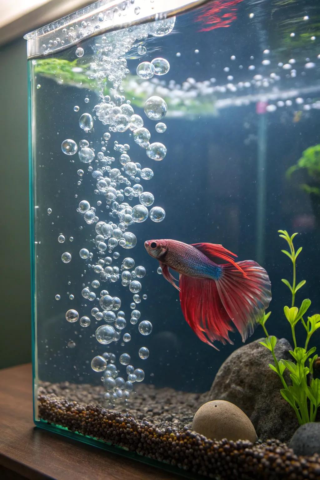 Bubble walls add a soothing and dynamic touch.