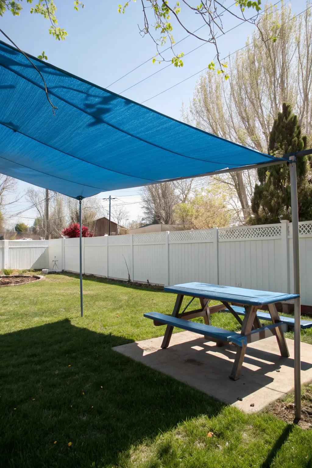 A tarp roof offers an easy and inexpensive patio cover option.