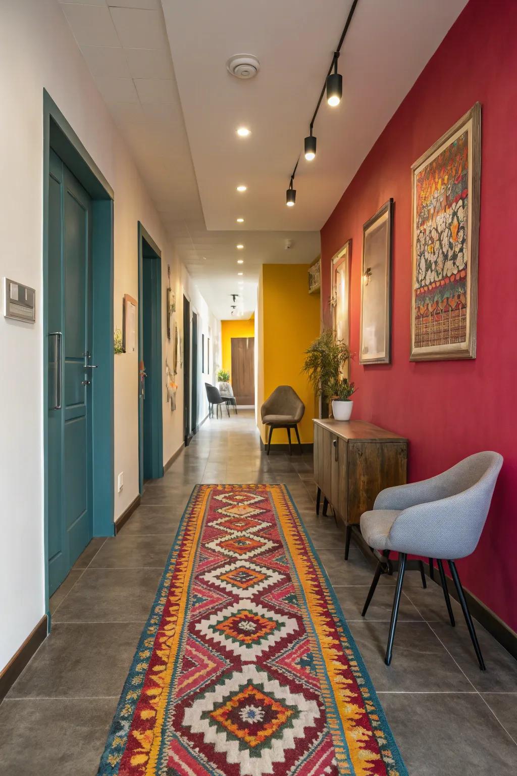 A vibrant runner can add warmth and style to your corridor.