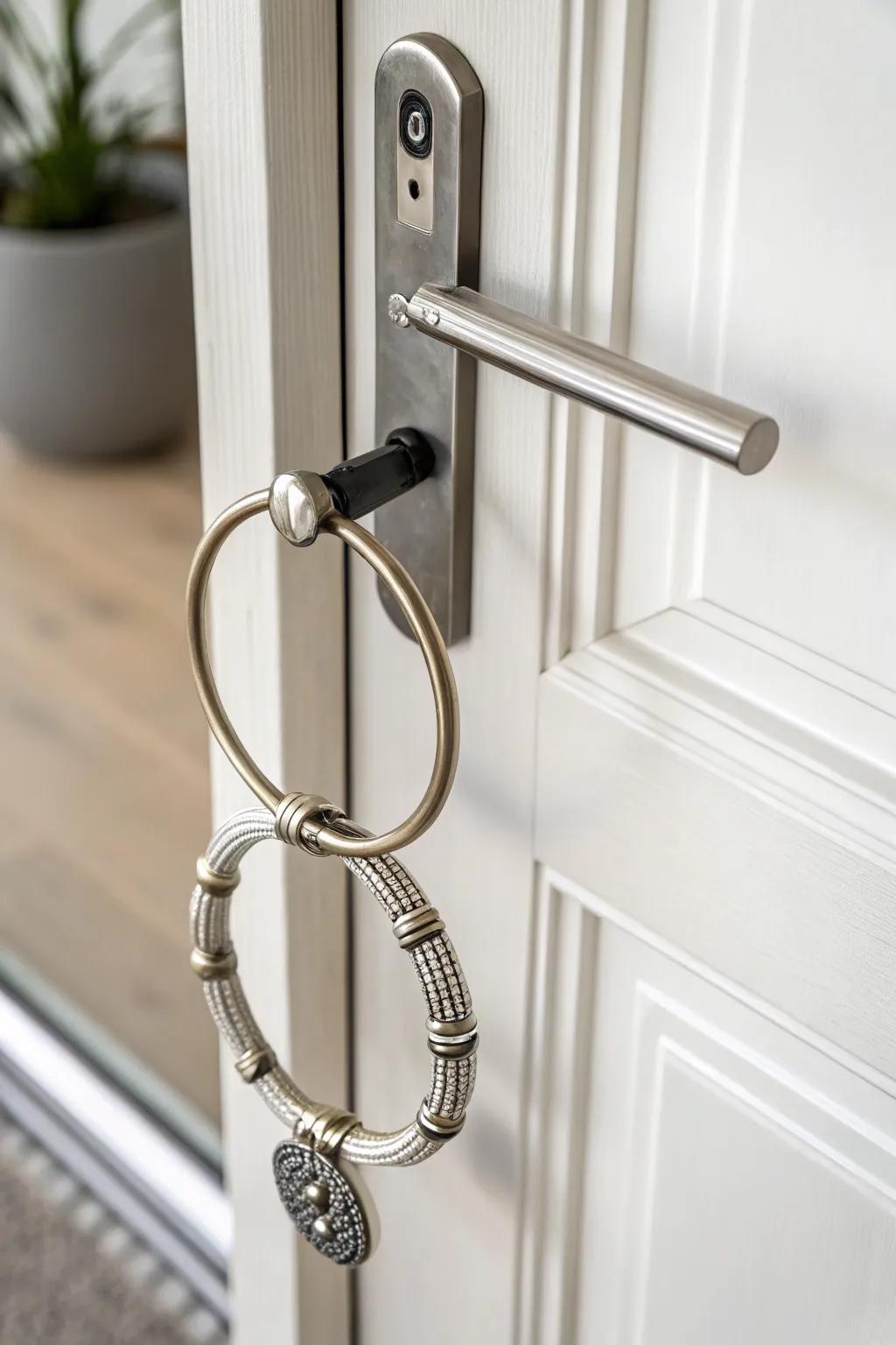 A minimalist metal ring door hanger for a touch of modern elegance.