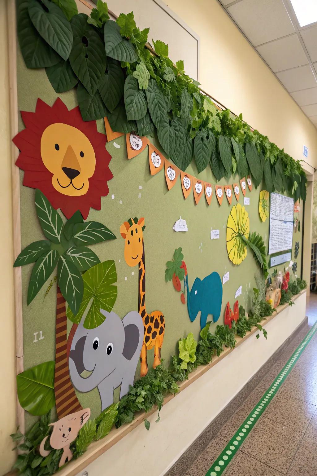 Jungle Safari bulletin board with wild adventure elements.