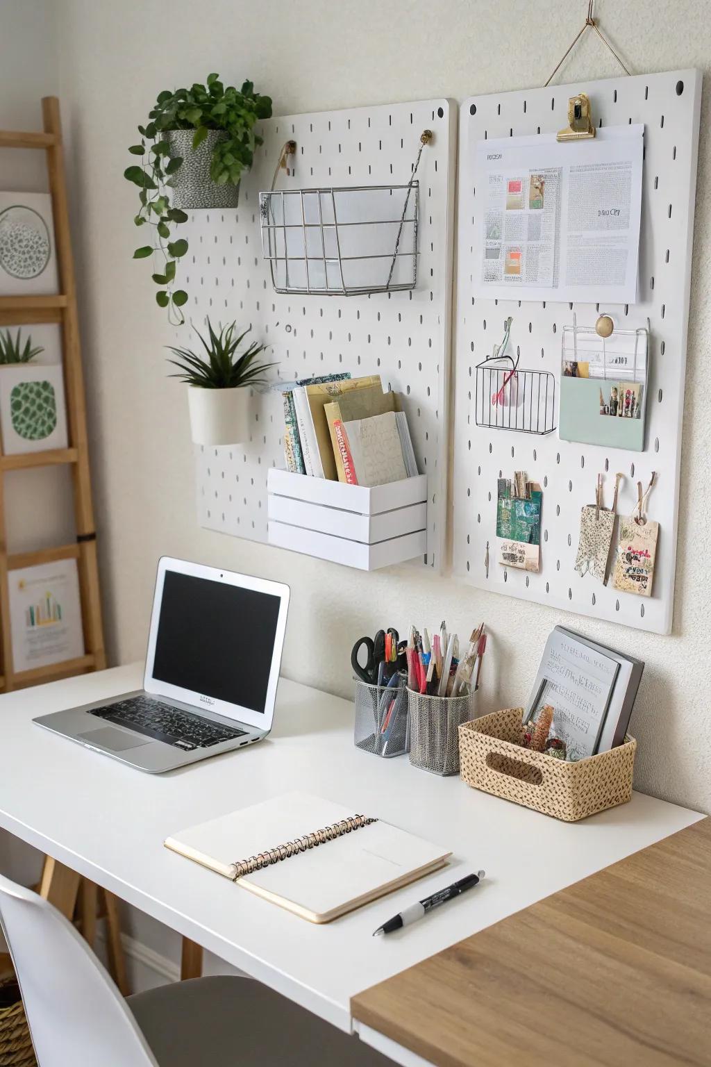 Wall-mounted solutions to free up desk space.