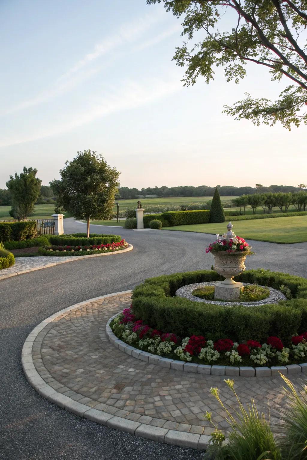 A circular driveway brings class and grandeur.