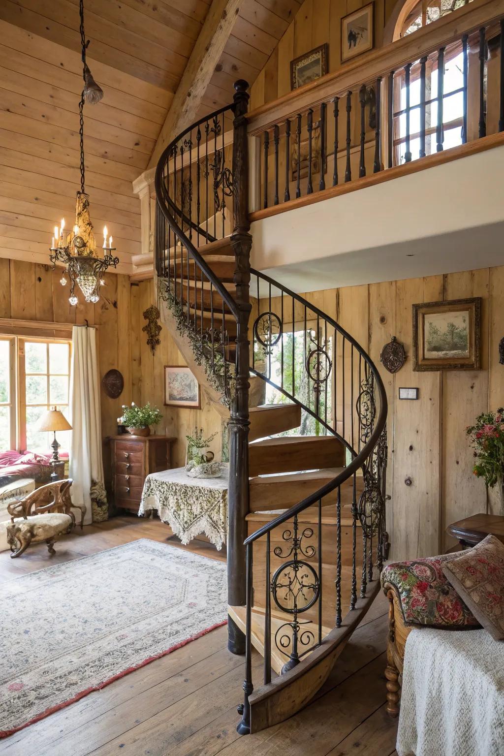 Spiral railings add whimsy and flair.