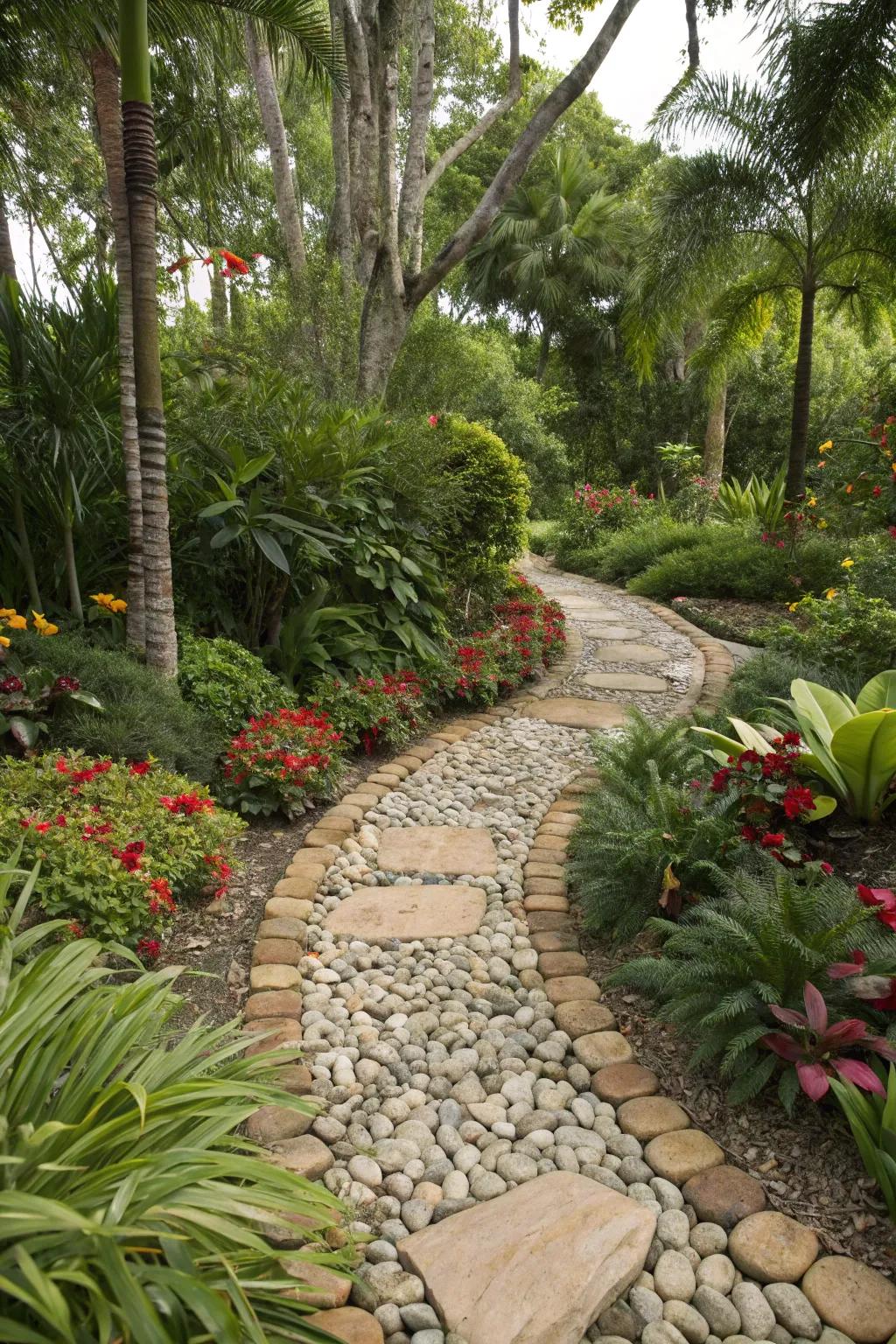 Stones and shingles append a decorative flourish to walkways and borders.