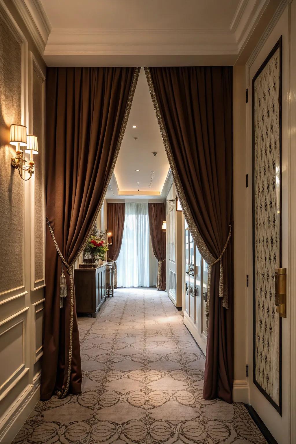 Introduce warmth and flexibility to cupboards by utilizing curtains.